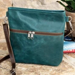 Teal Leather Crossbody Bag