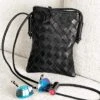 Black Woven Leather Crossbody Bag -Gift Shop 27118 Black Woven Leather Crossbody Bag P