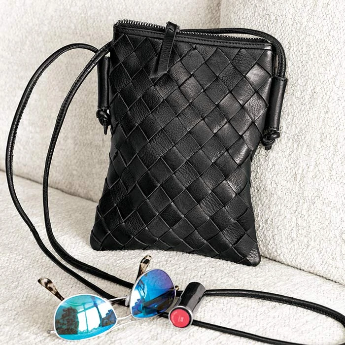 Black Woven Leather Crossbody Bag 3 Black Woven Leather Crossbody Bag