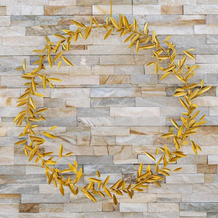 Olive Leaf Gilt Metal Wreath 4 Olive Leaf Gilt Metal Wreath - Image 2