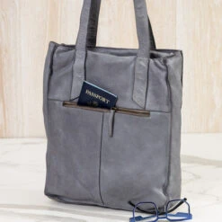 Distressed Pewter Tote -Gift Shop 28889 Distressed Pewter Tote ALT 02 P
