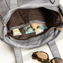 Distressed Pewter Tote -Gift Shop 28889 Distressed Pewter Tote ALT 05 P