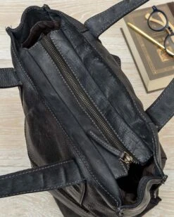 Charcoal Leather Tote -Gift Shop 28988 Charcoal Leather Tote ALT 02 P