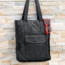 Charcoal Leather Tote