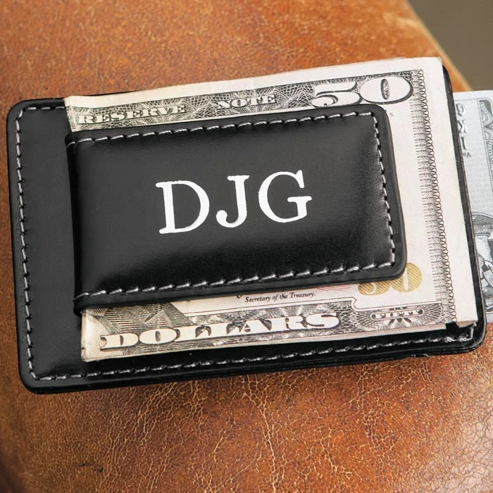Monogrammed Leather Money Clip 3 Monogrammed Leather Money Clip